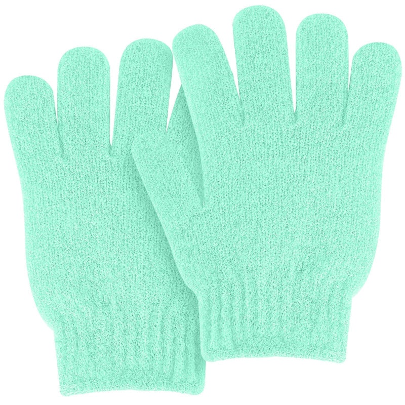 MOLOPPO Bath Glove 2PCS Use Loofah Sponge Exfoliating Body Scrubber Deep Cleansing Removes Dead Skin for Both Women and Men(Cyan) - Image 1